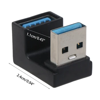 Угловой адаптер USB3.0 от мужчины к женщине на 180 градусов для портативных ПК, конвертер расширения USB 5