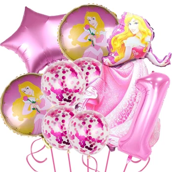 Украшение для вечеринки в честь Дня рождения принцессы Диснея Авроры Набор фольгированных шаров Globlos Подарки на День рождения для девочек Принадлежности для вечеринки с воздушными шарами Aurora