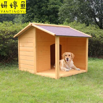 Уличный собачий домик из массива дерева, конура для собак, непромокаемый и антикоррозийный, вилла для домашних животных средних и крупных размеров, деревянный 0