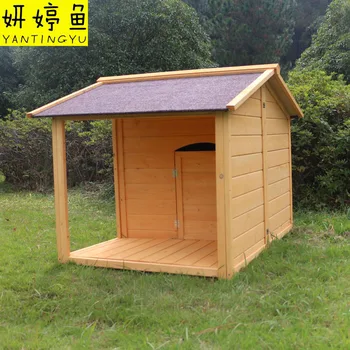 Уличный собачий домик из массива дерева, конура для собак, непромокаемый и антикоррозийный, вилла для домашних животных средних и крупных размеров, деревянный 3