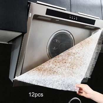 фильтровальные листы из абсорбирующей бумаги 12шт Обеспечивают отсутствие жира на кухне, легкие для домашних плит и вытяжек